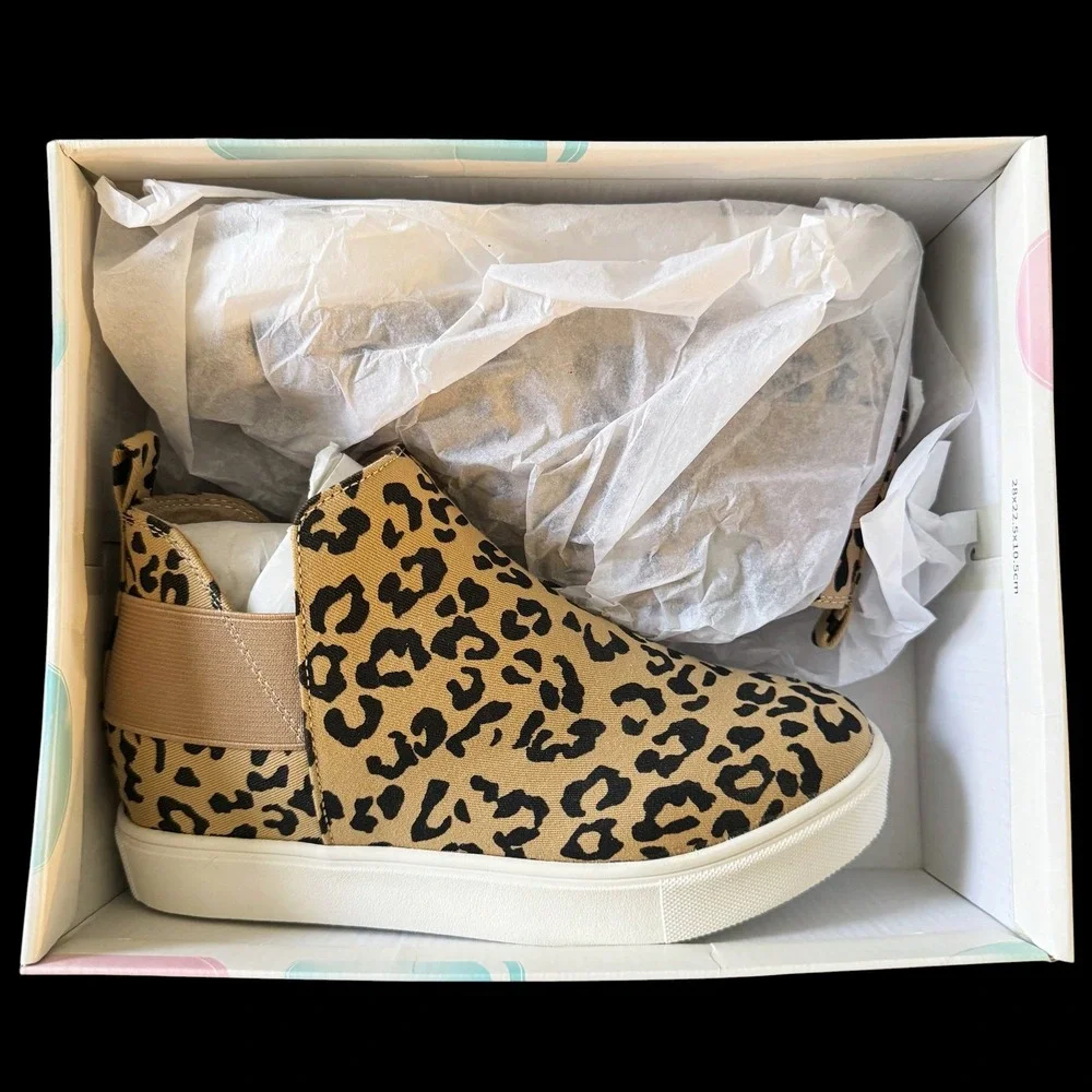 Soda Diana-G Leopard Print Hidden Wedge Sneakers Tan sz 6.5 NEW NIB Streetwear